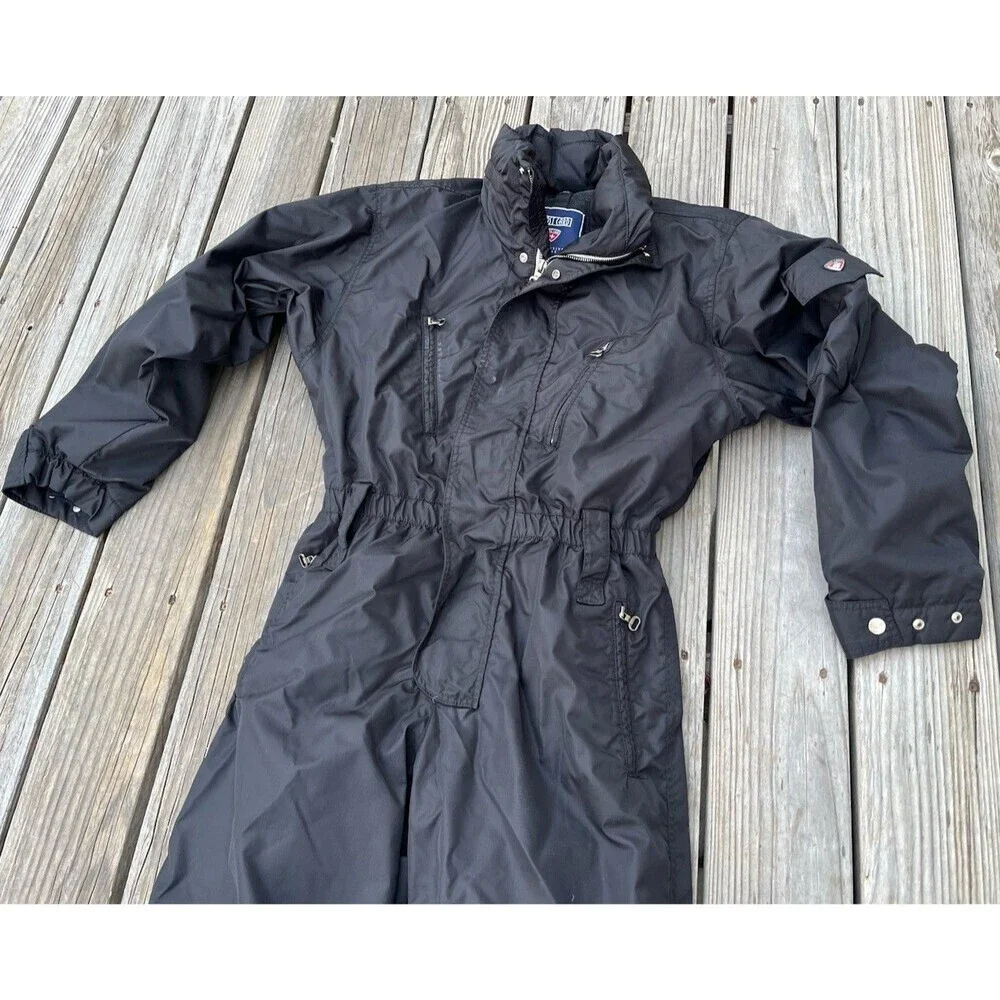Postcard Men's US 38 One Piece Ski Snow Suit Italy - Black
